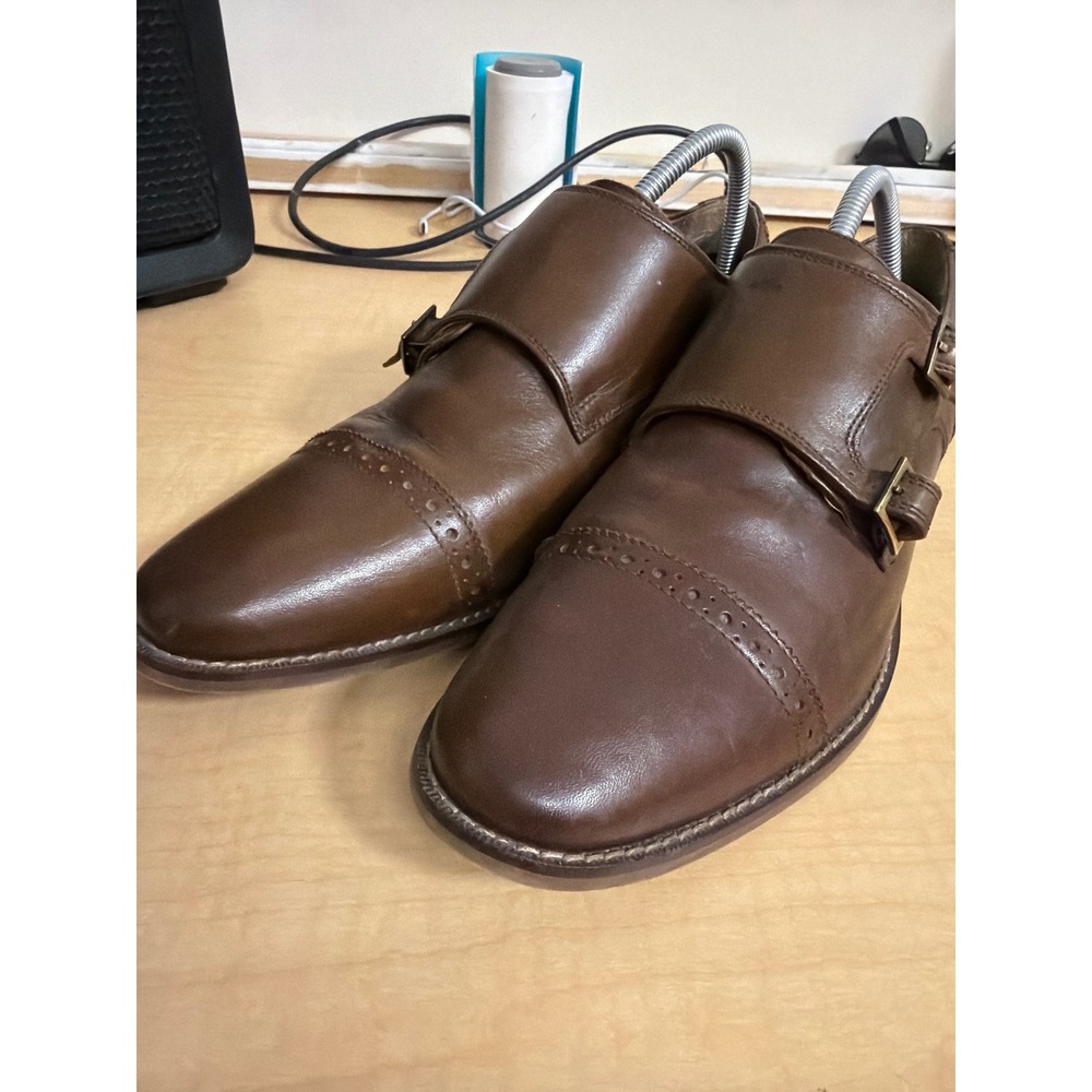 Florsheim for Macys Mens Brown Leather Double Monk Strap Cap Toe Shoes 10.5 D